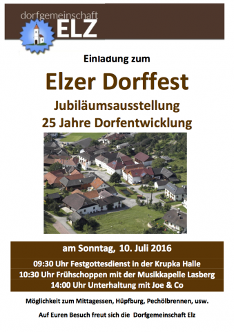 Einladung zum Elzer Dorffest 2016